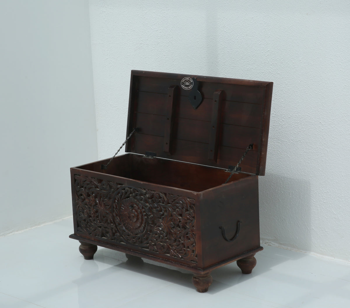 Eldine Wooden Carved Trunk Box
