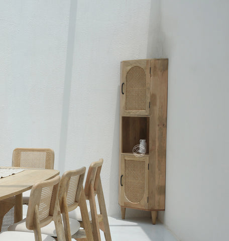 Cowden Rattan Cabinet with Mini Display Shelves