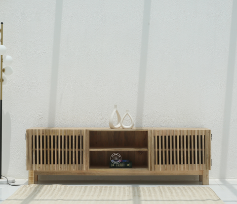 Duddy  Wooden TV Unit (Natural finish)
