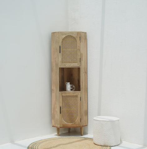 Cowden Rattan Cabinet with Mini Display Shelves
