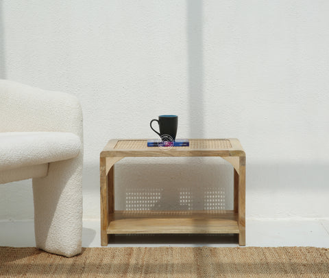 Eclipse Rattan  Wooden Side Table