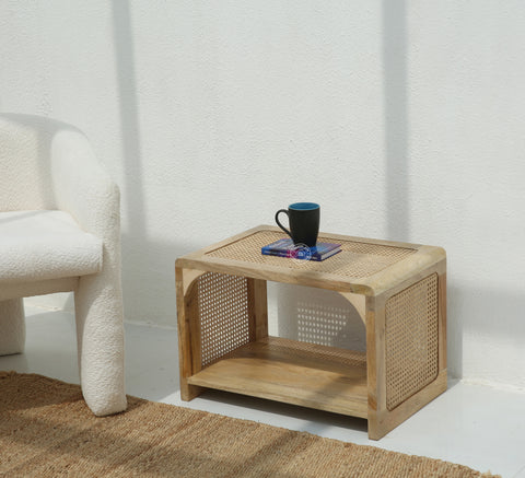 Eclipse Rattan  Wooden Side Table