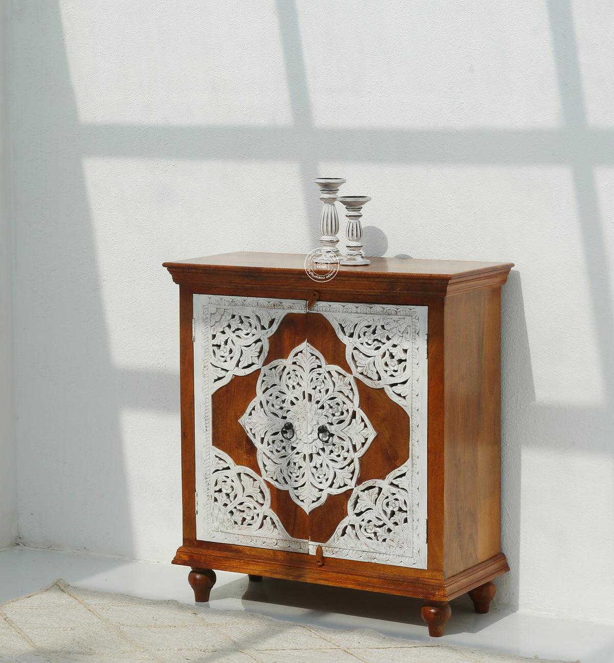 Adlar wooden 4 door carved Sideboard