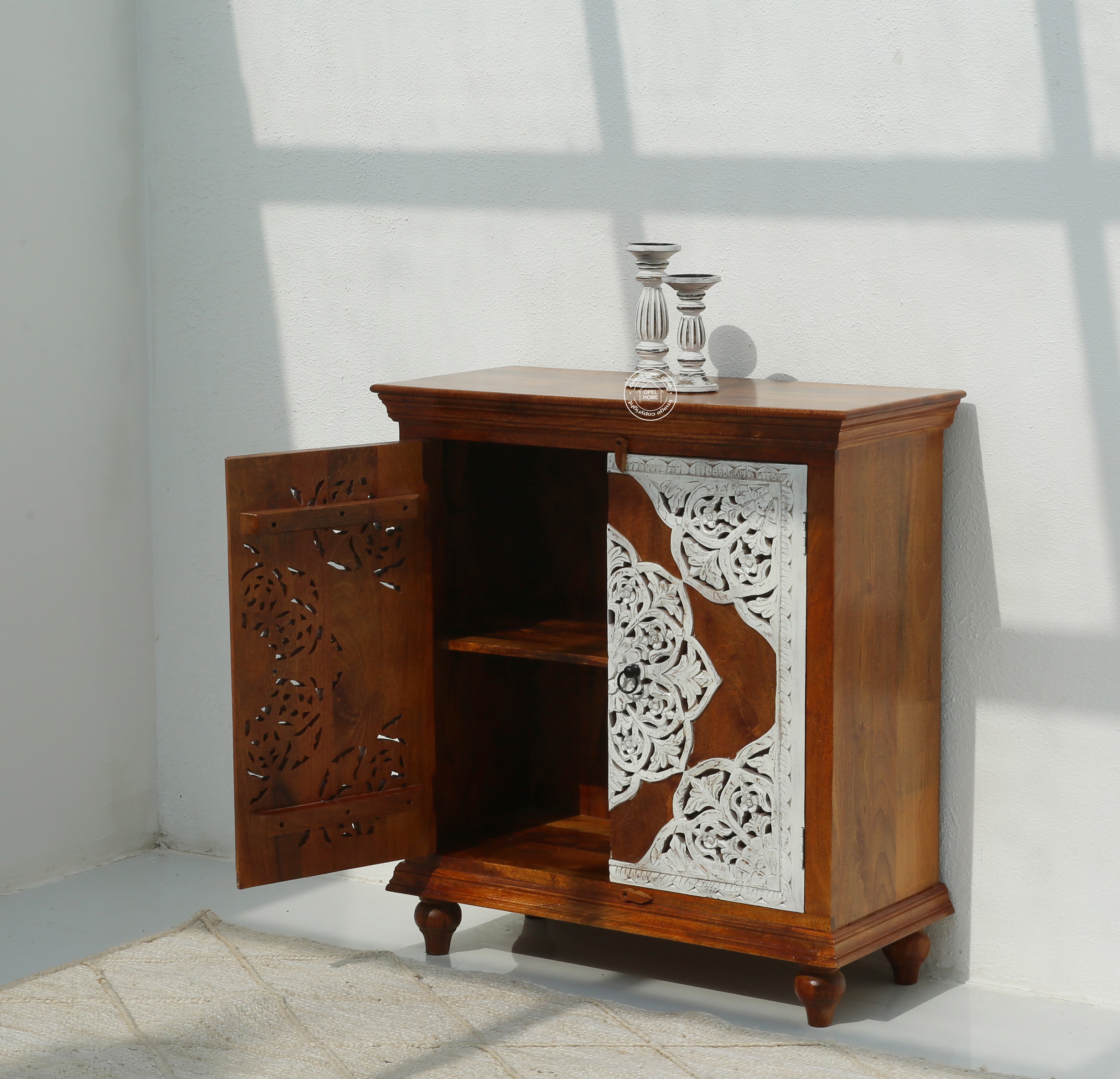Adlar wooden 4 door carved Sideboard