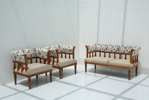 Austell 3+1+1 Seater Wooden Sofa Set (Without Coffee Table) | Opelhome UAE