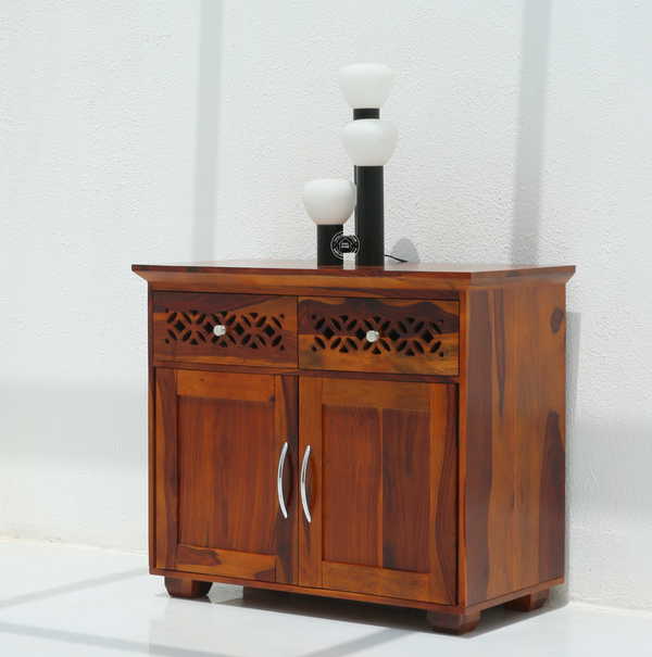 French Wooden Sideboard – 2 Doors 2 Drawers Solid Rosewood Honey Finish Cabinet | Opelhome UAE