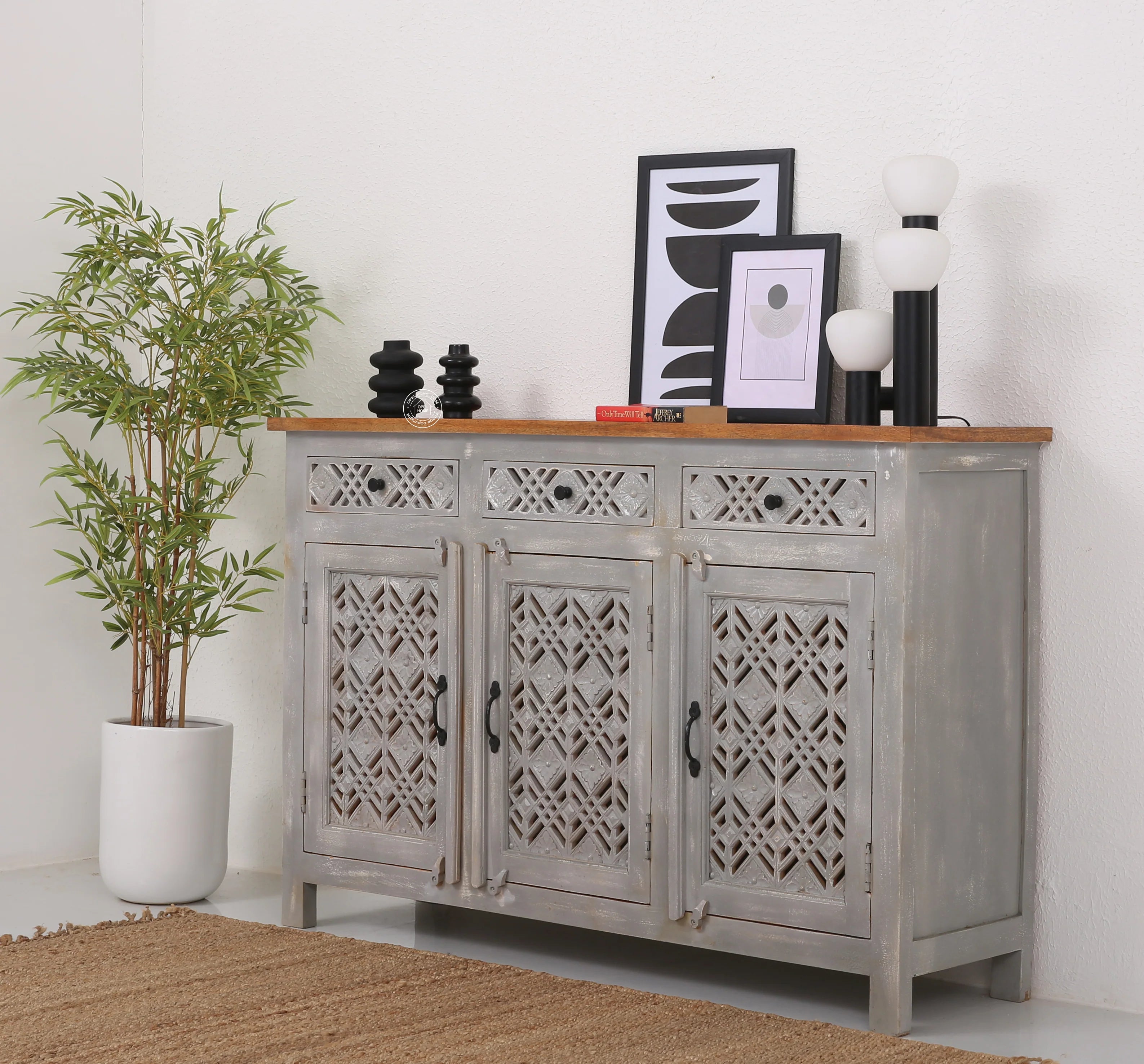 Delia wooden 3 door 3 drawer Sideboard (Multiple Colors Options)