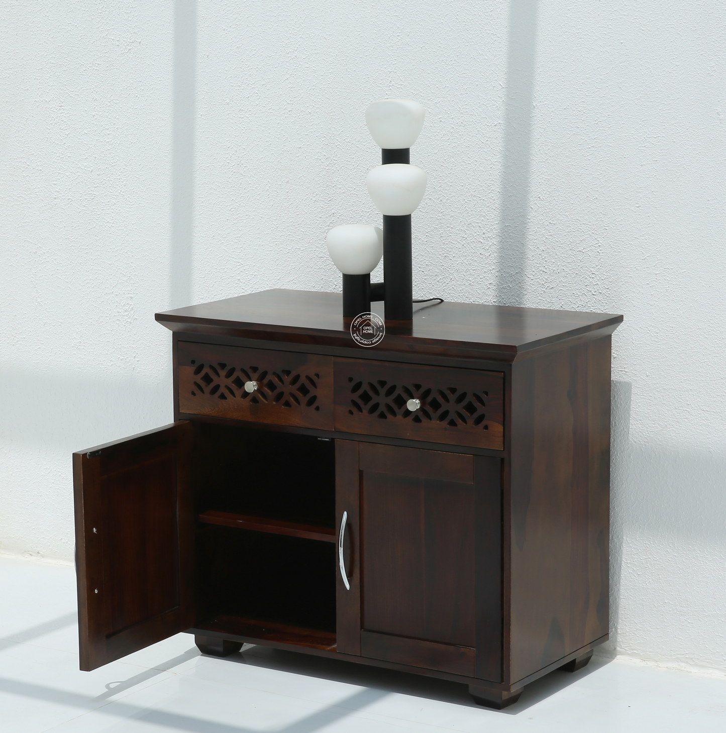 French Wooden Sideboard – 2 Doors 2 Drawers Solid Rosewood Walnut Finish Cabinet | Opelhome UAE