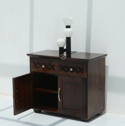 French Wooden Sideboard – 2 Doors 2 Drawers Solid Rosewood Walnut Finish Cabinet | Opelhome UAE