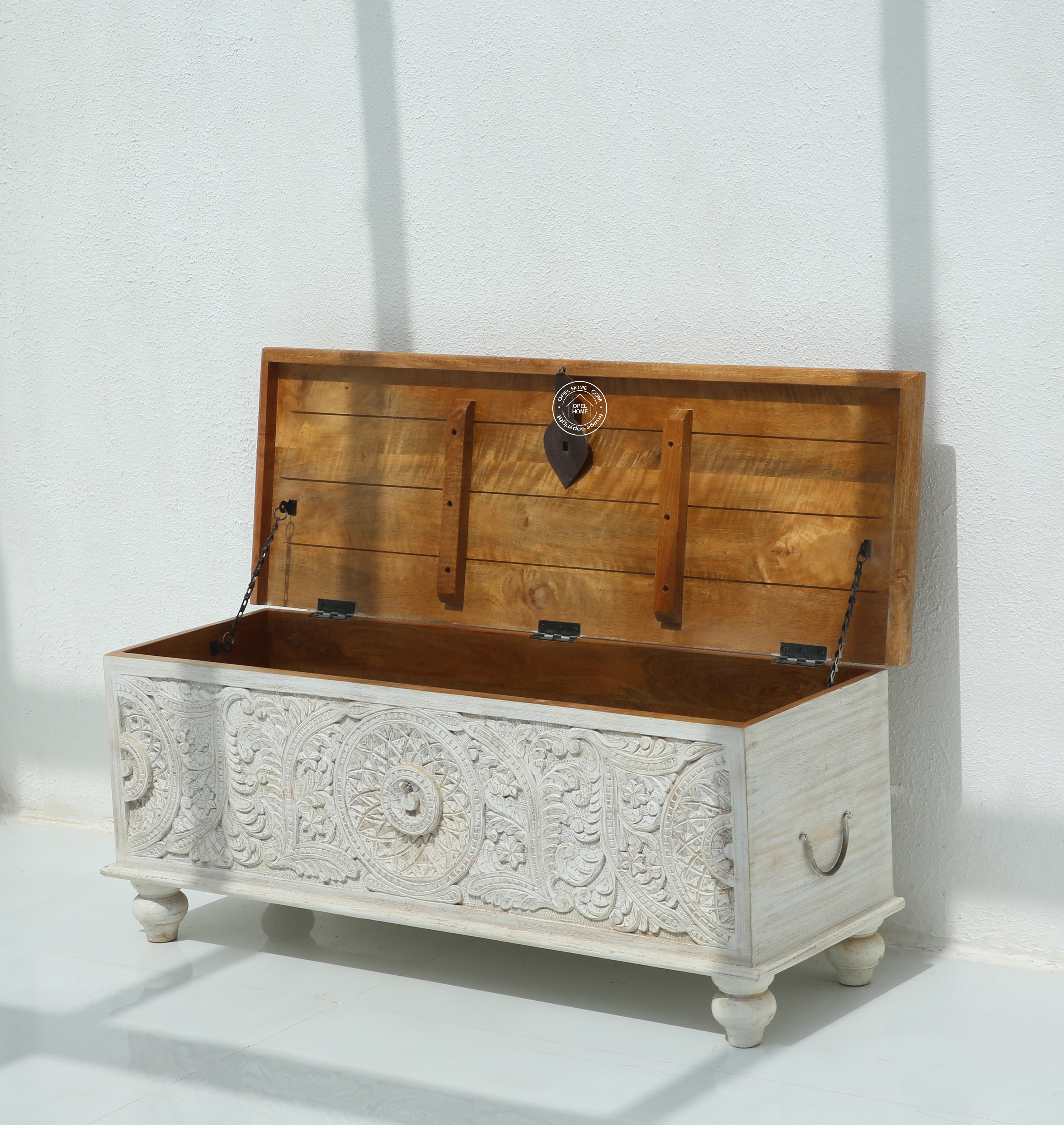 Zaya wooden Carved Trunk Box