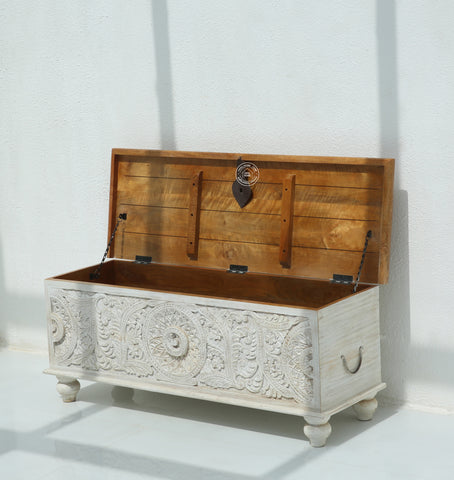 Zaya wooden Carved Trunk Box
