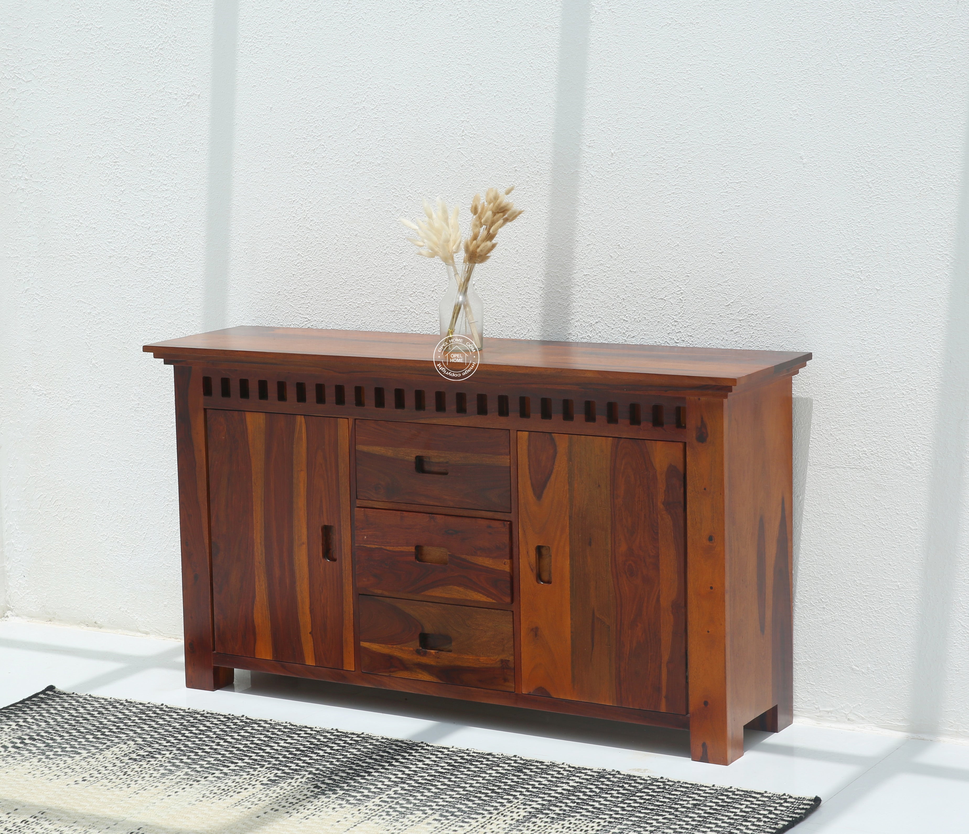 Maxxen wooden 2 door 4 drawer Sideboard (Honey finish)