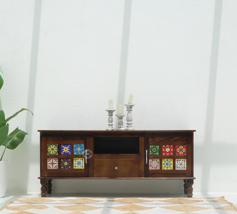 Erlene  Two Doors with drawers TV Unit (Walnut  finish)