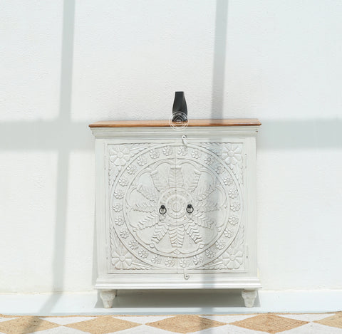 Arcolia Wooden 2 Door Carved Cabinet