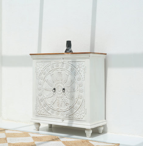 Arcolia Wooden 2 Door Carved Cabinet