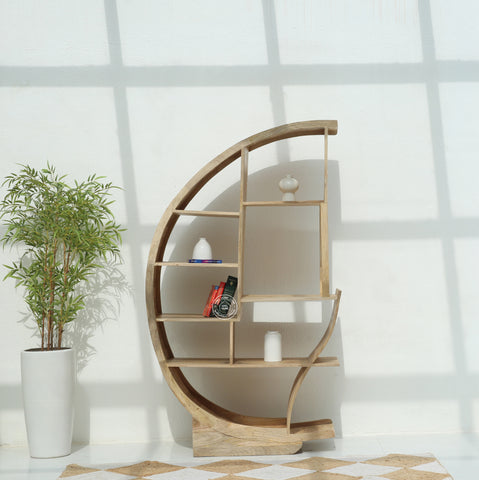Onley  Half Moon Mango Wood Shelves Unit