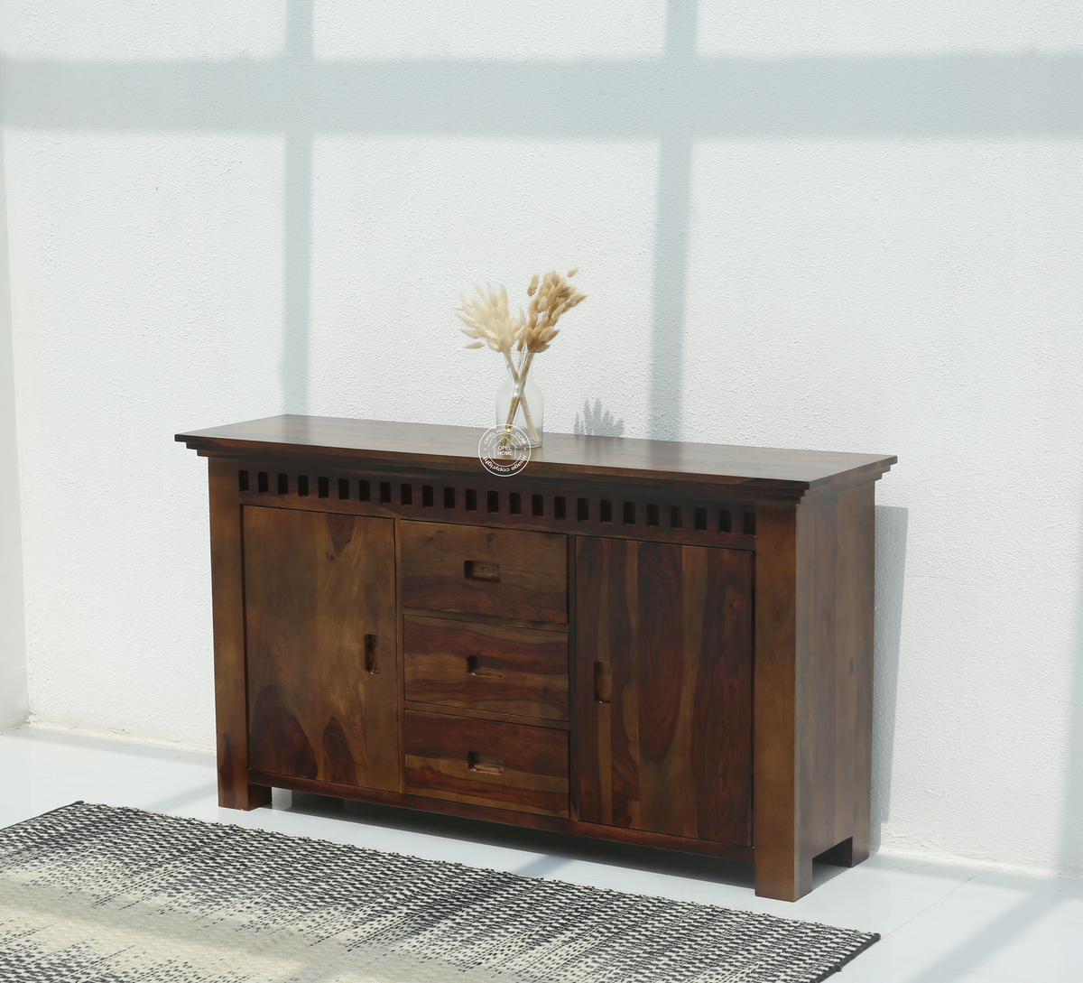 Maxxen wooden 2 door 4 drawer Sideboard (Walnut finish)