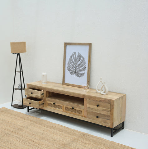 Lorven Six Drawers Rattan TV Unit