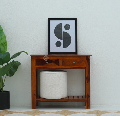 Clifton Wooden Console with Two Drawers (Honey finish)