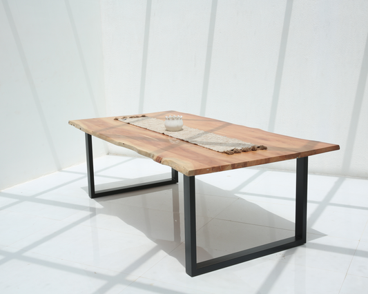 Arnola Acacia Wood Dining Table (4cm) - Only Table, Multiple Sizes & Leg Options | Opelhome UAE