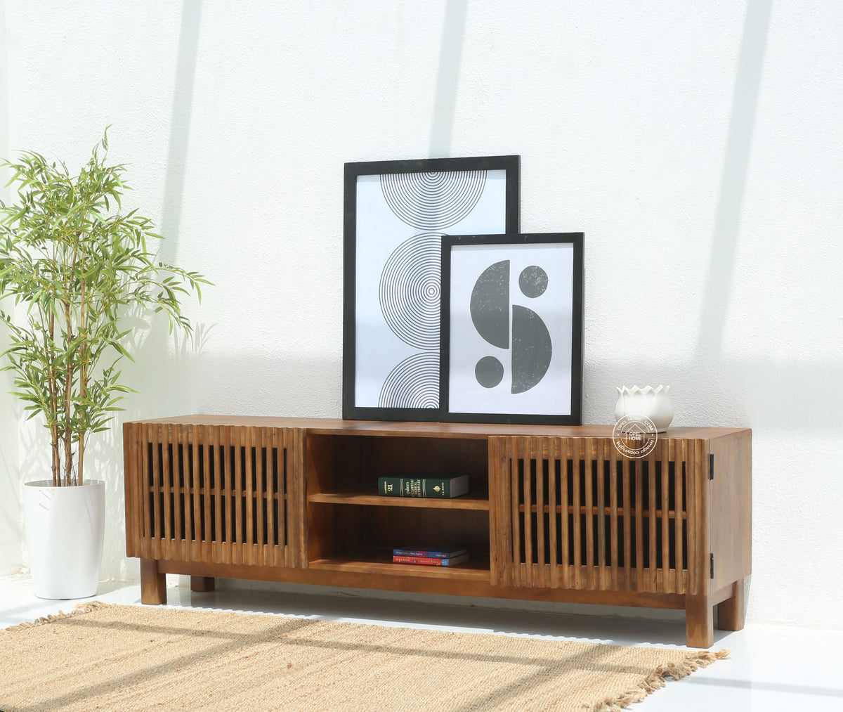 Duddy  Wooden TV Unit (Honey finish)