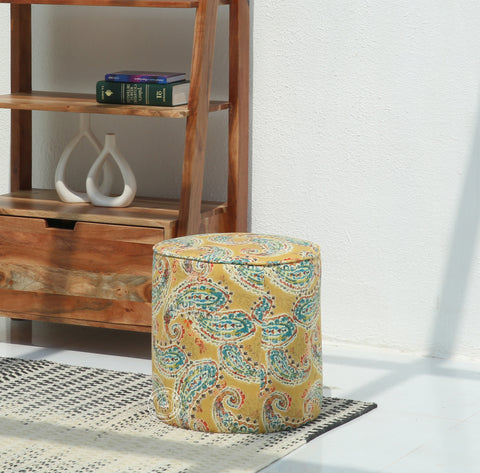Orin Round Pouf with Printed Fabric – 40 cm | Opelhome UAE