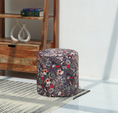 Orin Round Pouf with Printed Fabric – 40 cm | Opelhome UAE