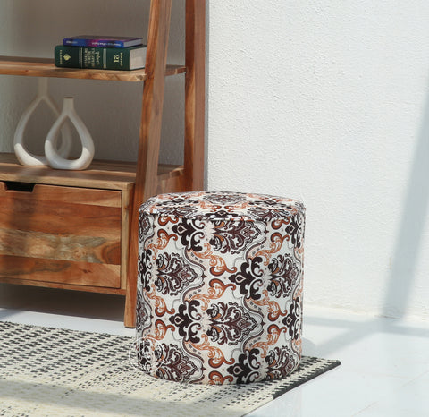Orin Round Pouf with Printed Fabric – 40 cm | Opelhome UAE