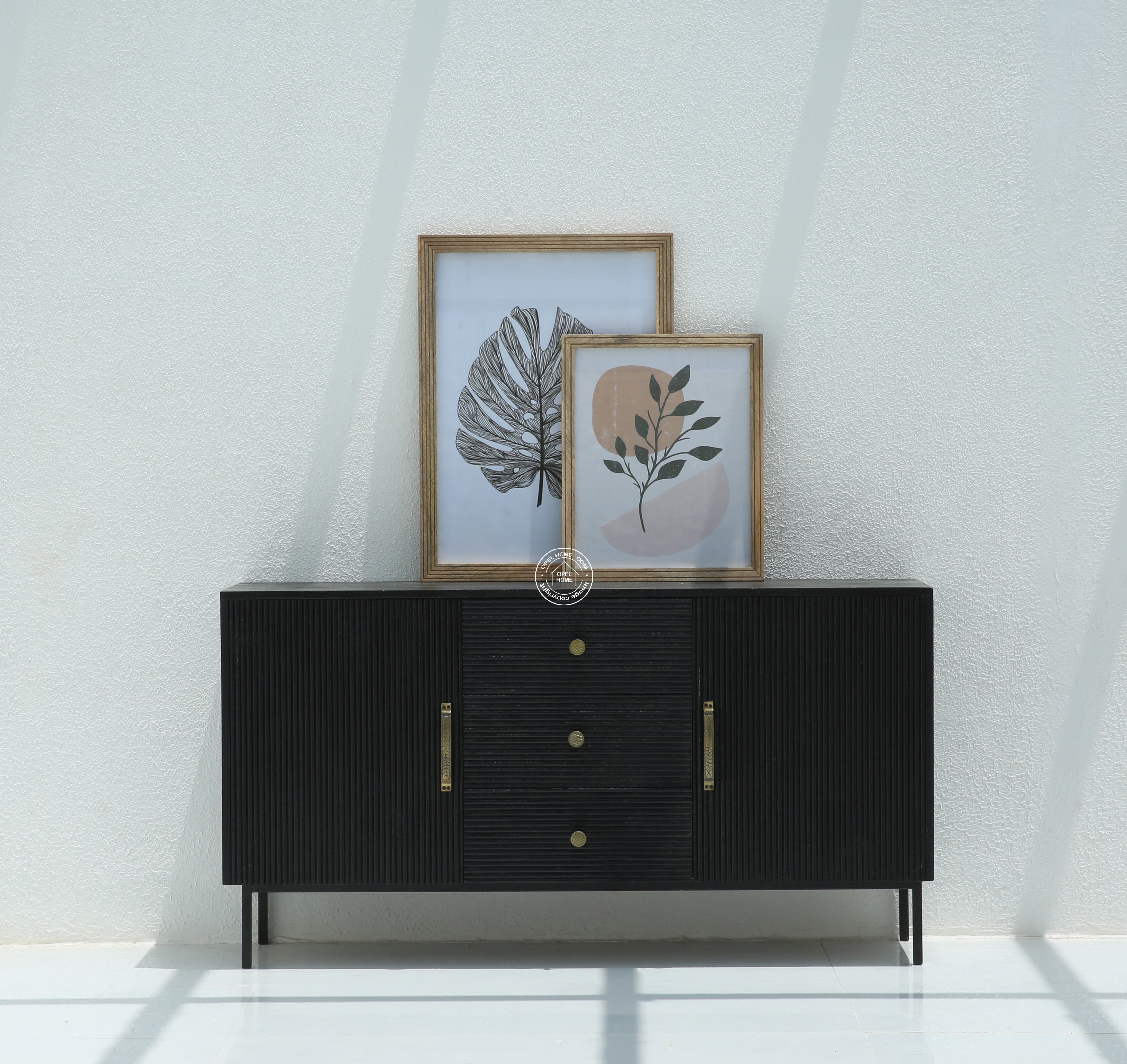 Aldora 3 Drawers & 2 Doors Sideboard (Black Finish)