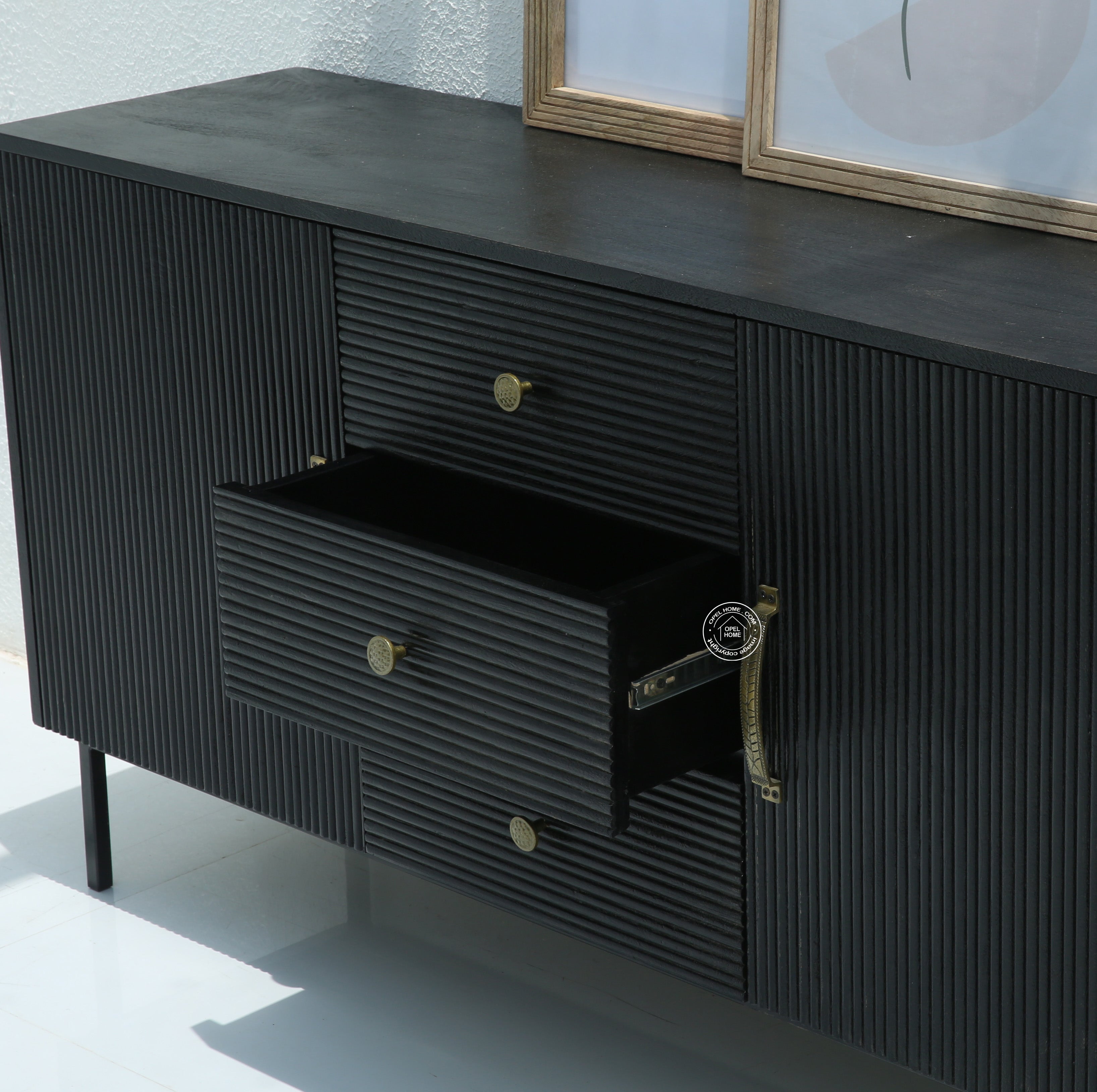 Aldora 3 Drawers & 2 Doors Sideboard (Black Finish)
