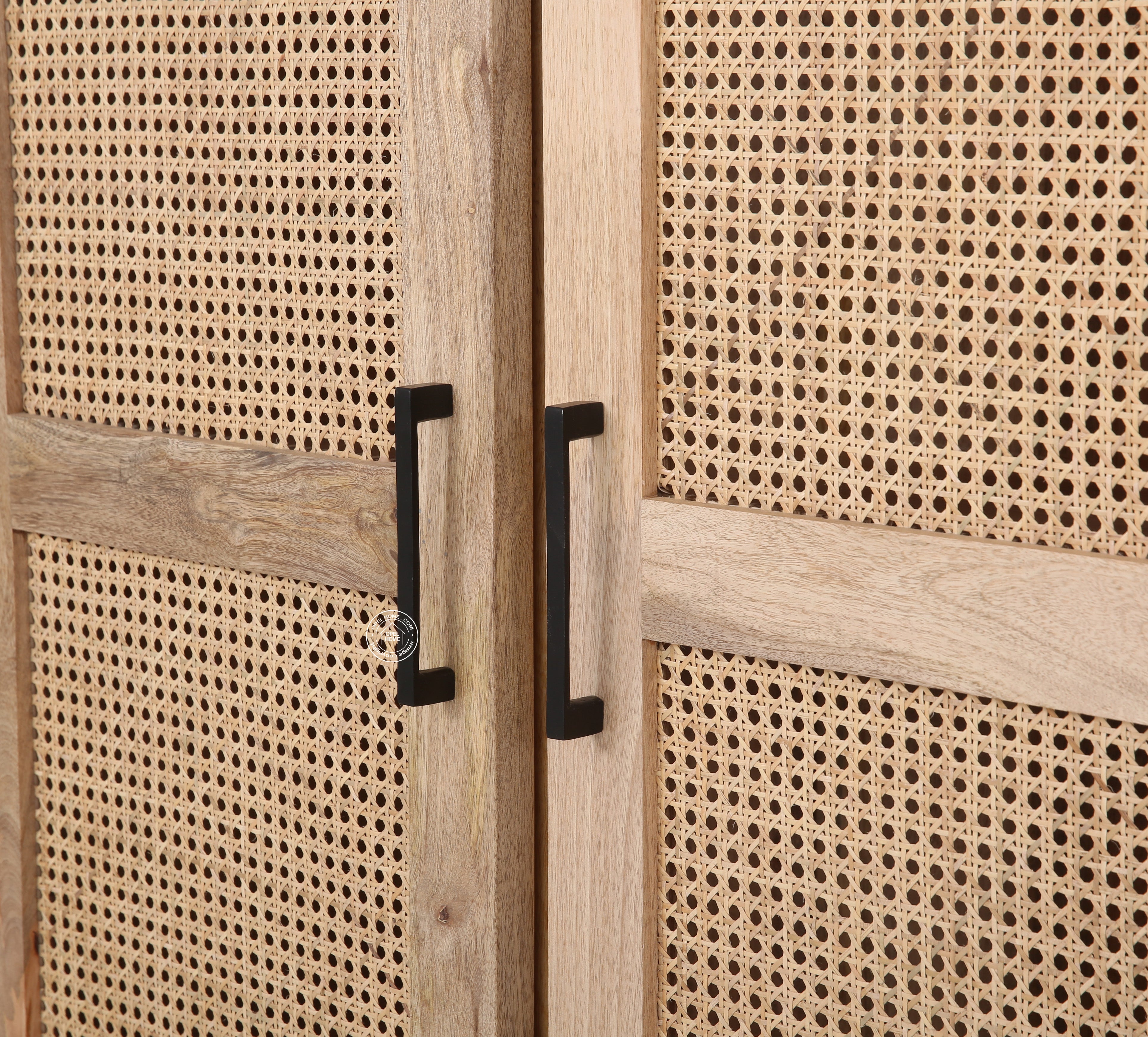 Curly Rattan Doors Closet with One Drawer