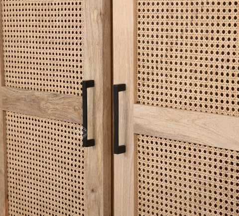 Curly Rattan Doors Closet with One Drawer