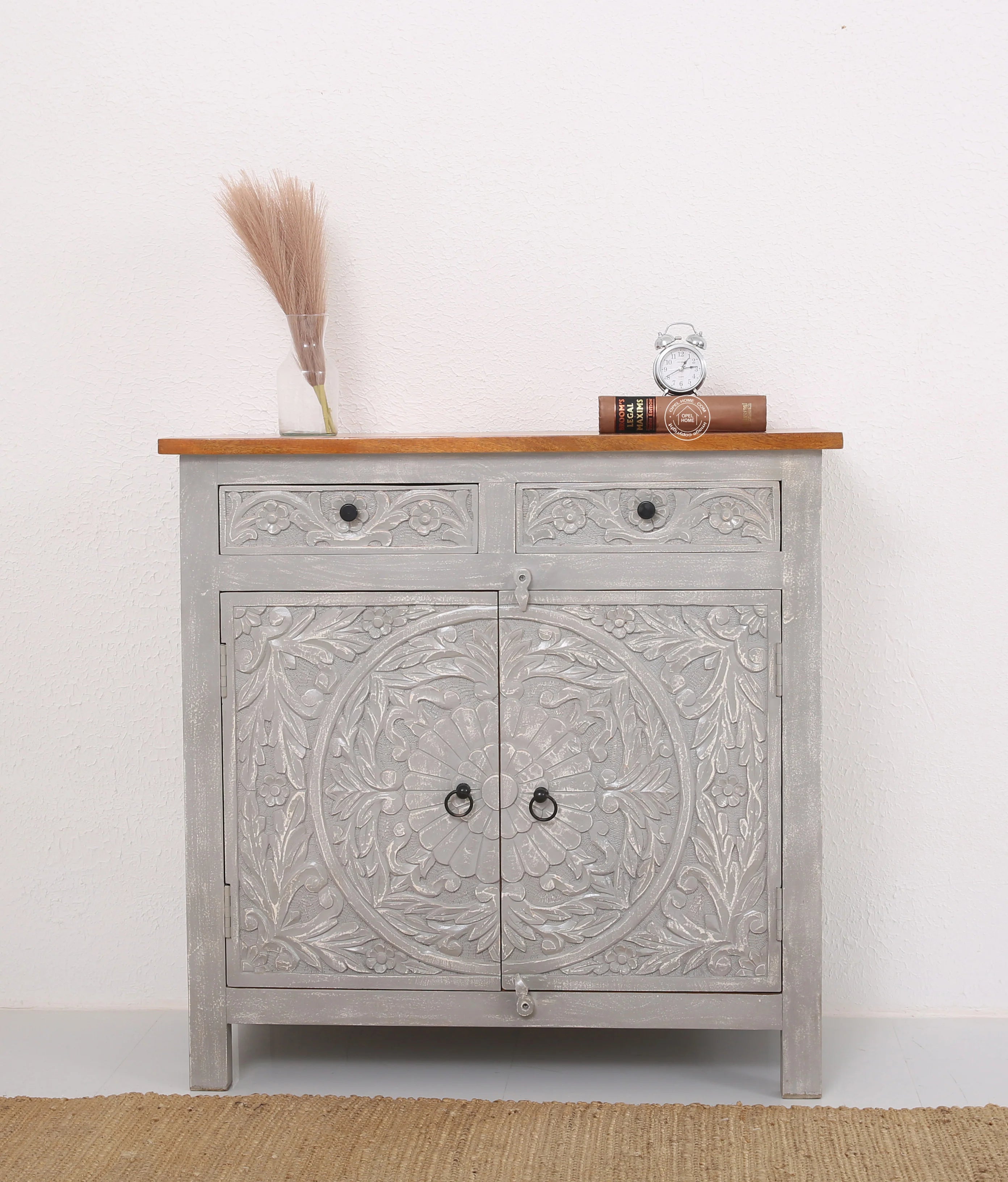Bunny wooden 2 door 2 drawer  carved Sideboard (Multiple Colors Options)