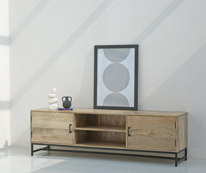 Congo Wooden 2 Doors Media Unit – Solid Mango Wood TV Unit – Opel Home UAE
