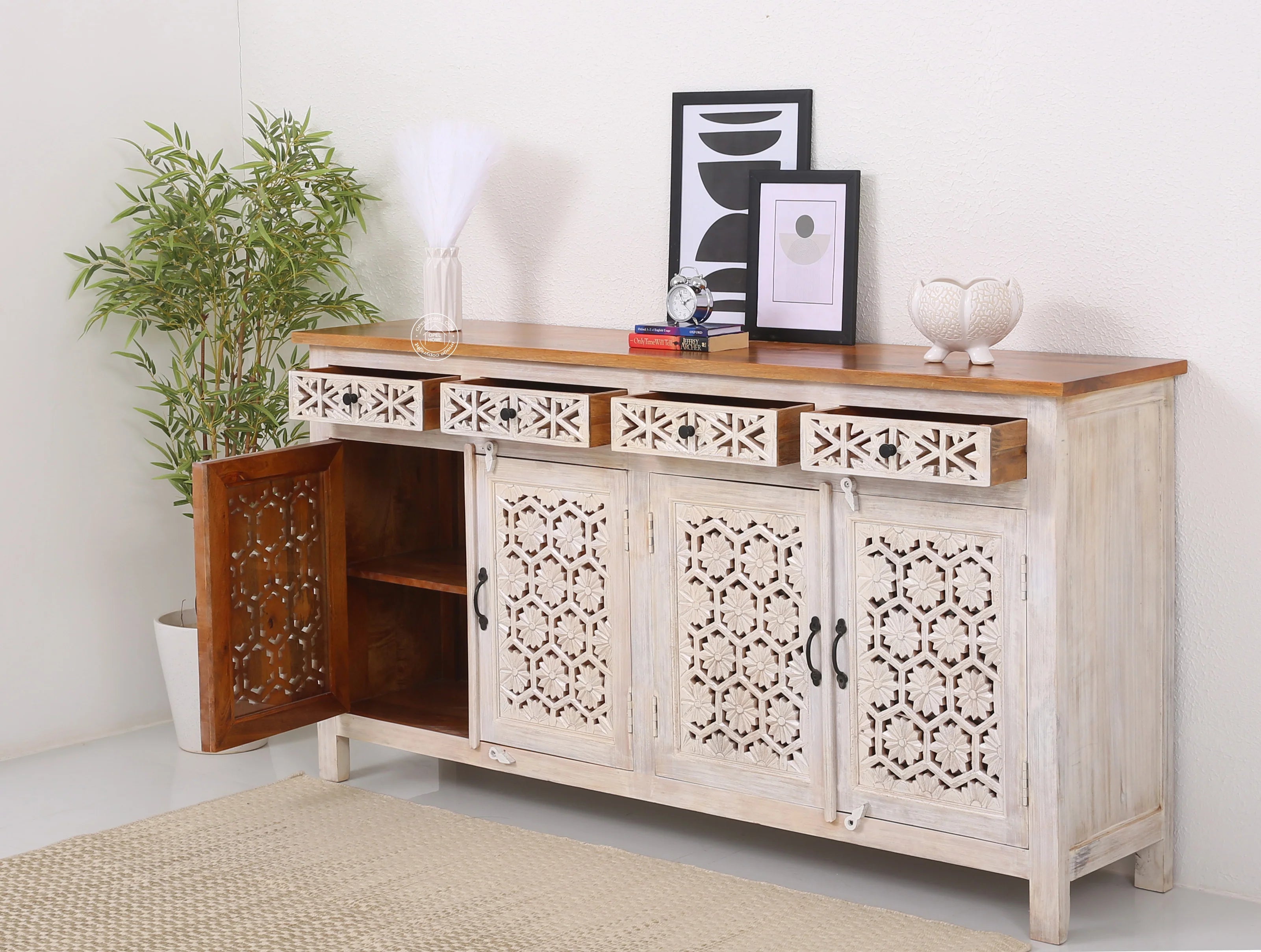 Ashara wooden 4 door 4 drawer Sideboard (Multiple Colors Options).