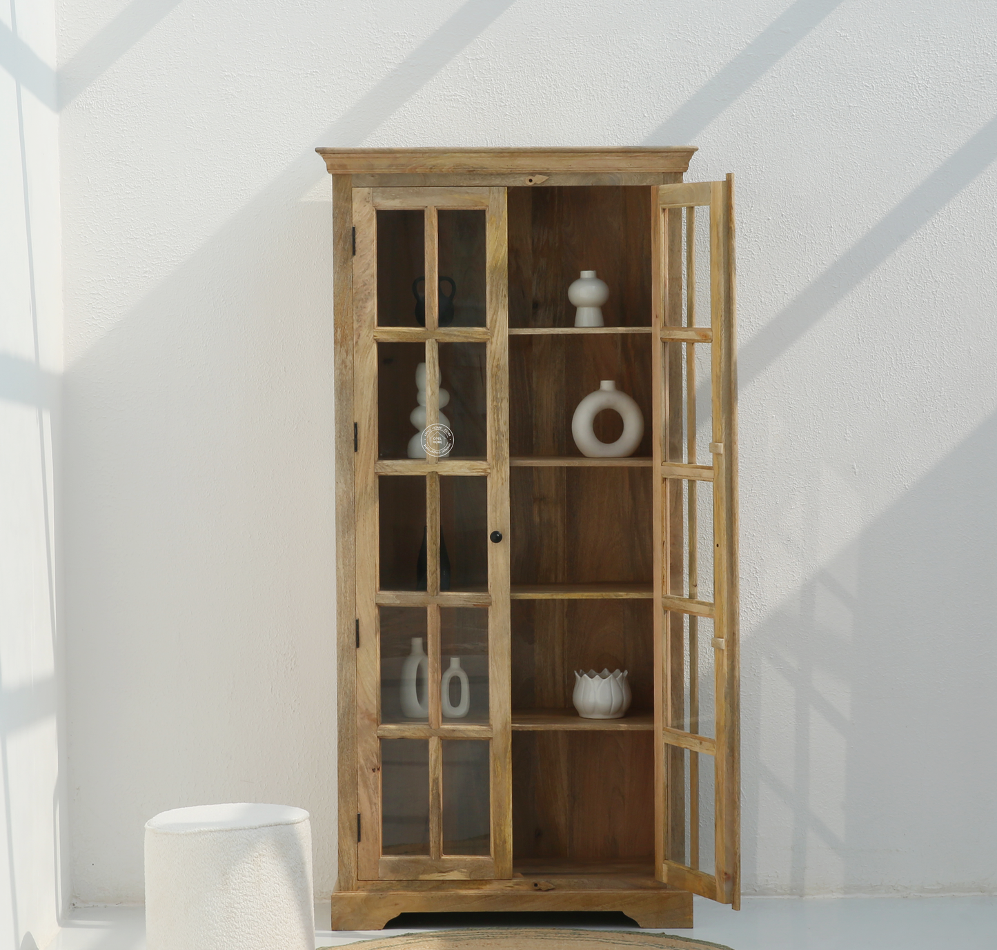 Logan Wooden Display Shelf – Solid Mango Wood, Natural Finish