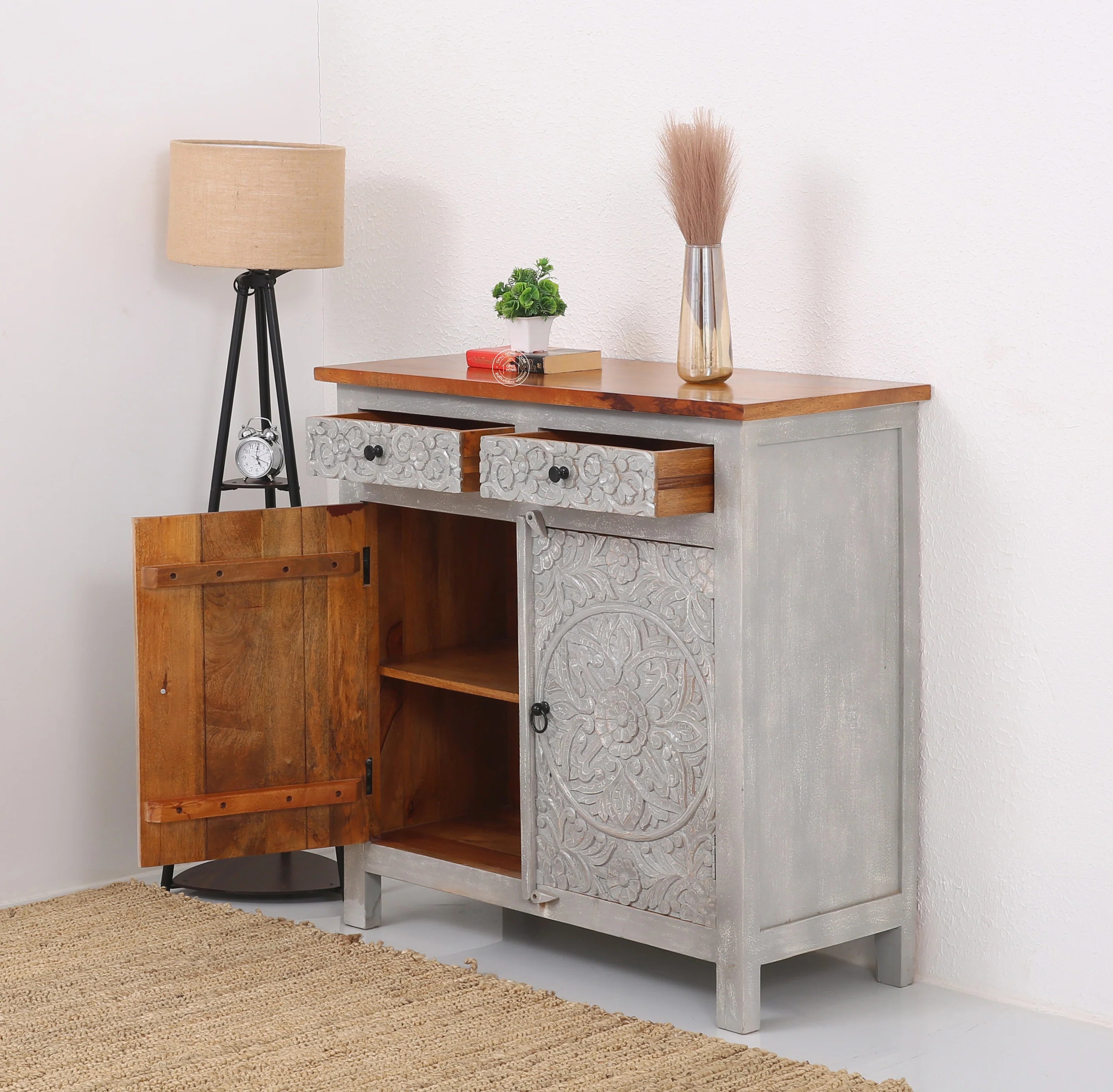 Oslo wooden 2 door 2 Drawers cabinet (Multiple Colors Options)