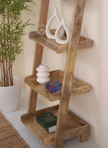 Alvine Wood Ladder Shelves – Solid Wood, 180 cm | Opelhome UAE