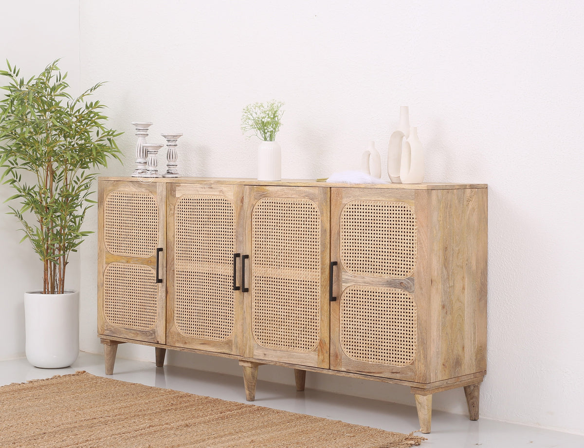 Paxton Rattan Four Doors  Wooden Sideboard