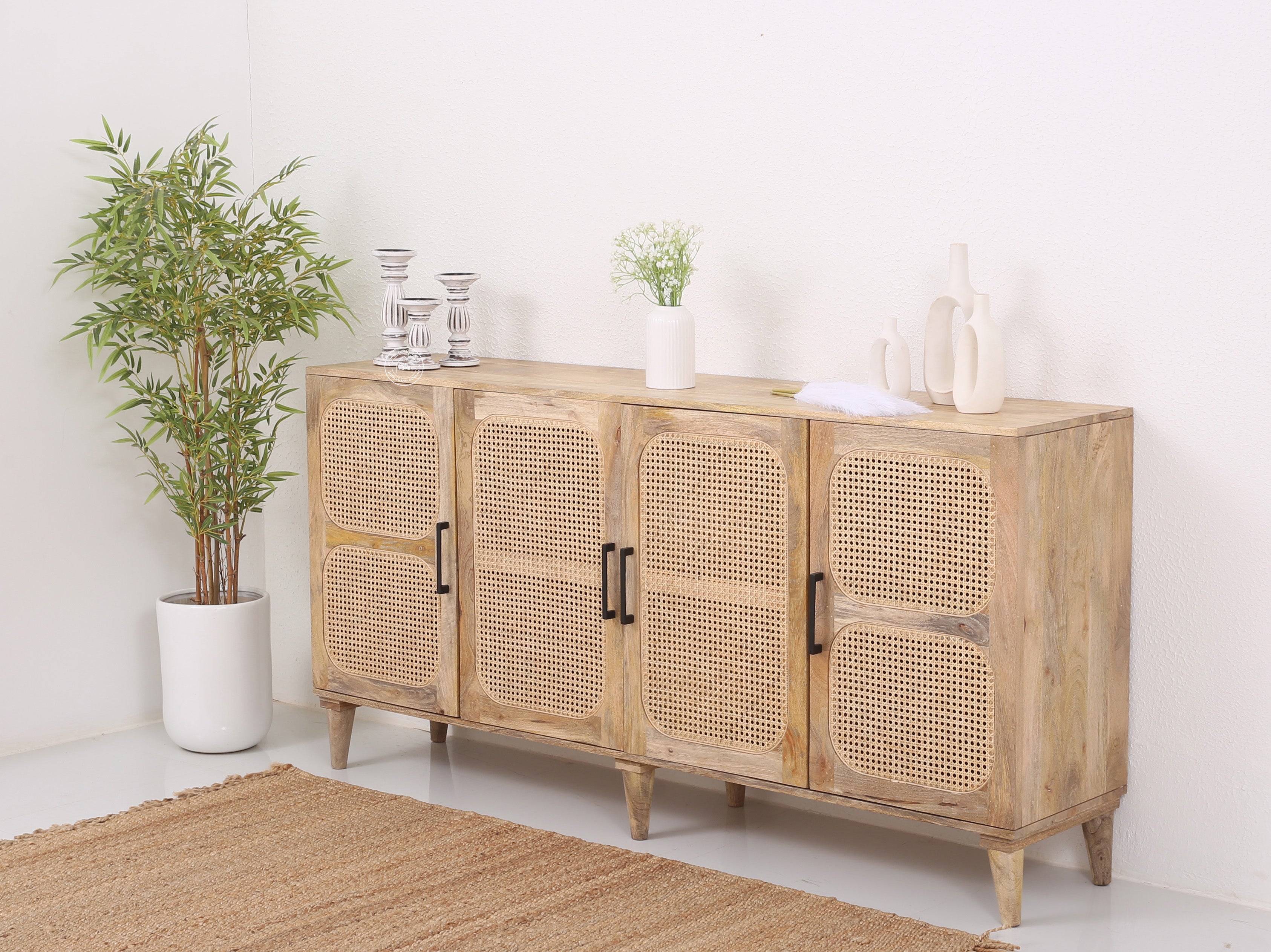 Paxton Rattan Four Doors  Wooden Sideboard