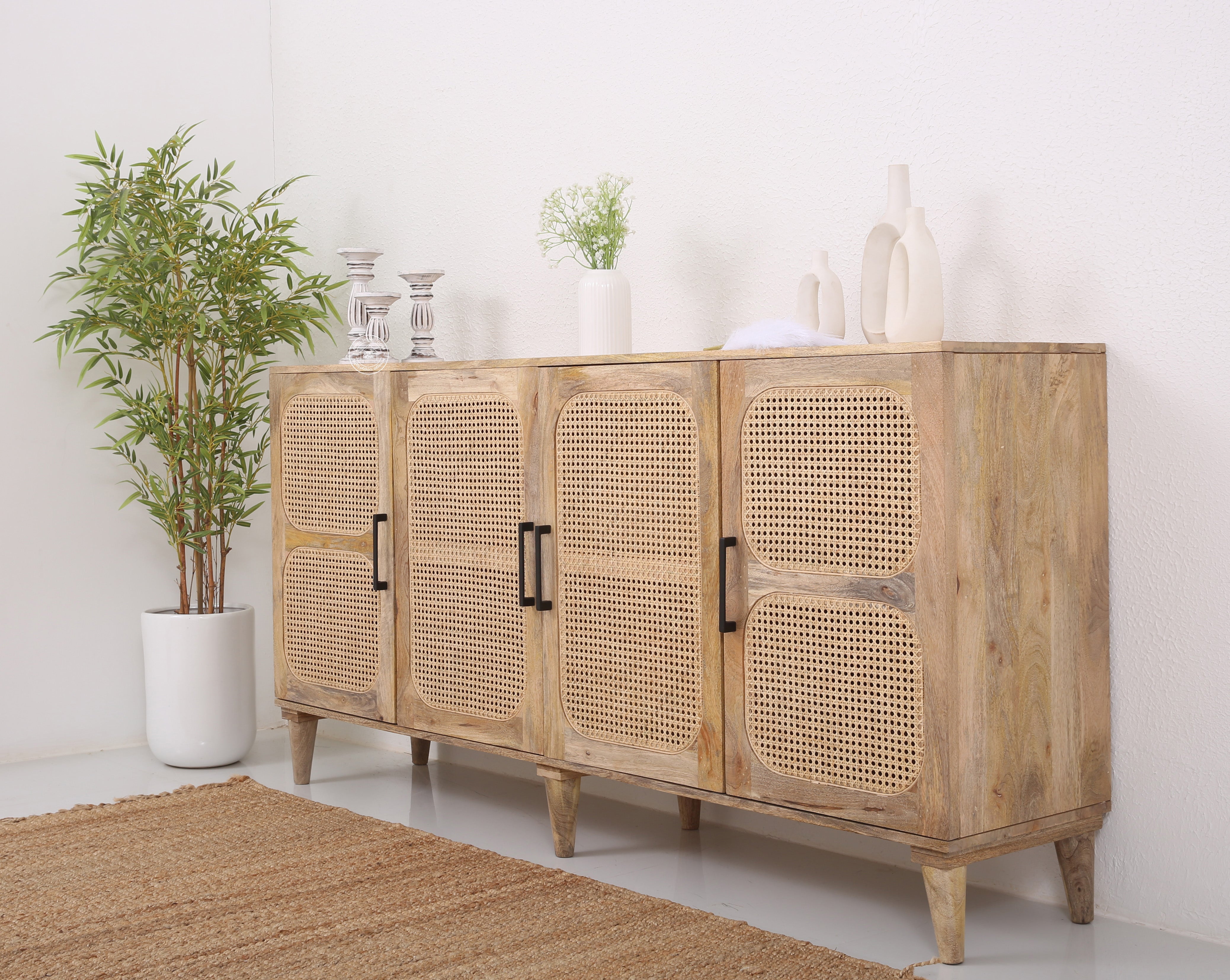 Paxton Rattan Four Doors  Wooden Sideboard