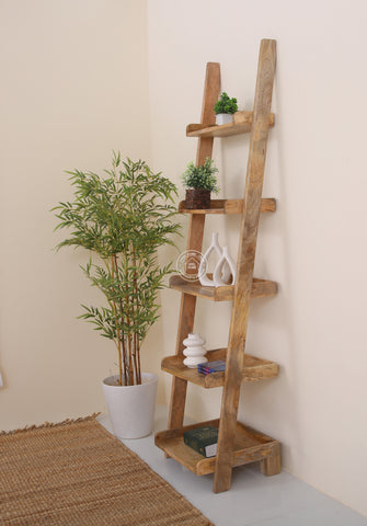 Alvine Wood Ladder Shelves – Solid Wood, 180 cm | Opelhome UAE
