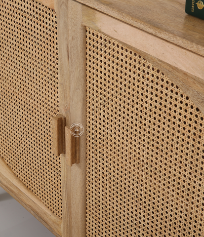 Palm  Rattan  wooden 2 door 3 drawer Sideboard