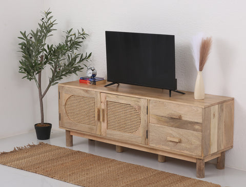 Adam Rattan Wood Media Unit