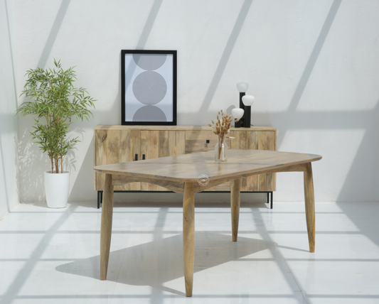 Arcane Solid Mango Wood Dining Table – Only Table Natural Finish | Opelhome UAE