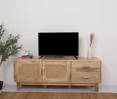 Adam Rattan Wood Media Unit