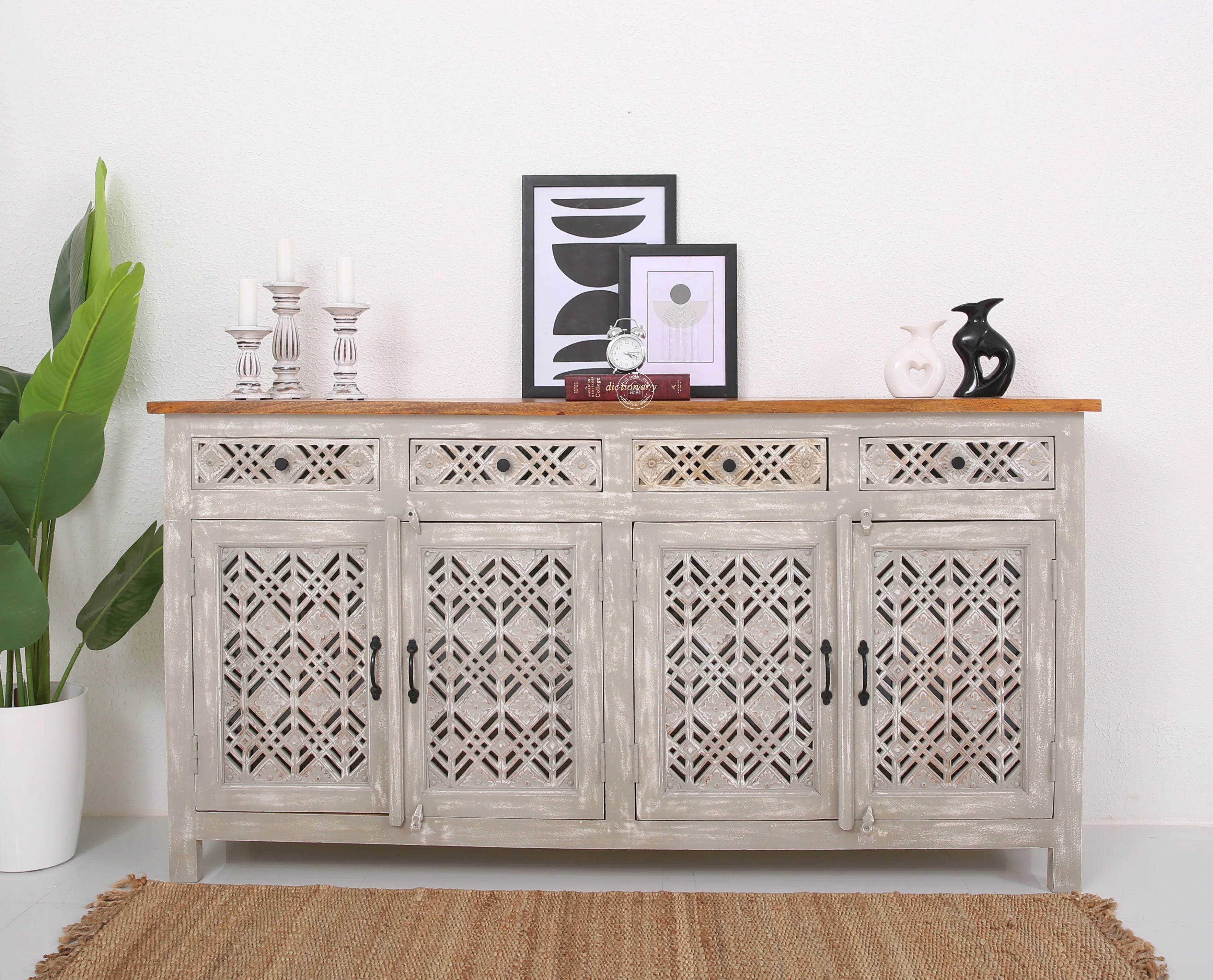 Delia wooden 4 door 4 drawer Sideboard (Multiple Colors Options).