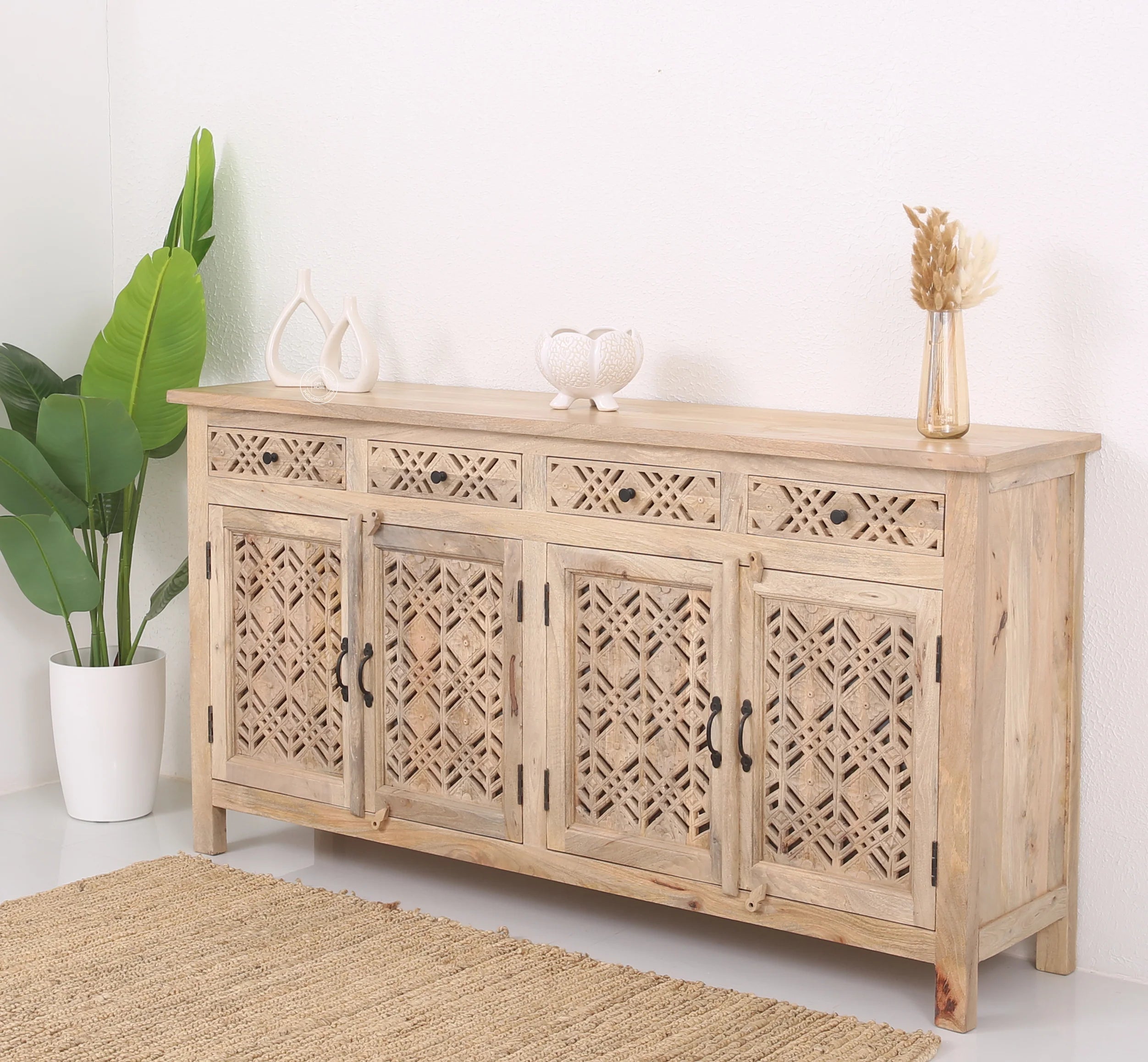 Delia wooden 4 door 4 drawer Sideboard (Multiple Colors Options).
