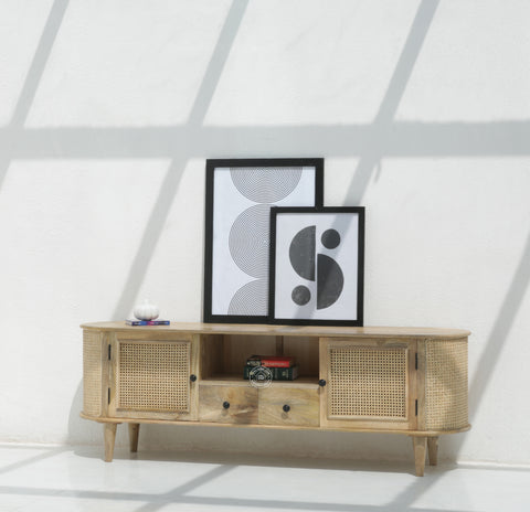 Apollo Rattan wooden 2 door 2 Drawers Media Unit (Natural finish)