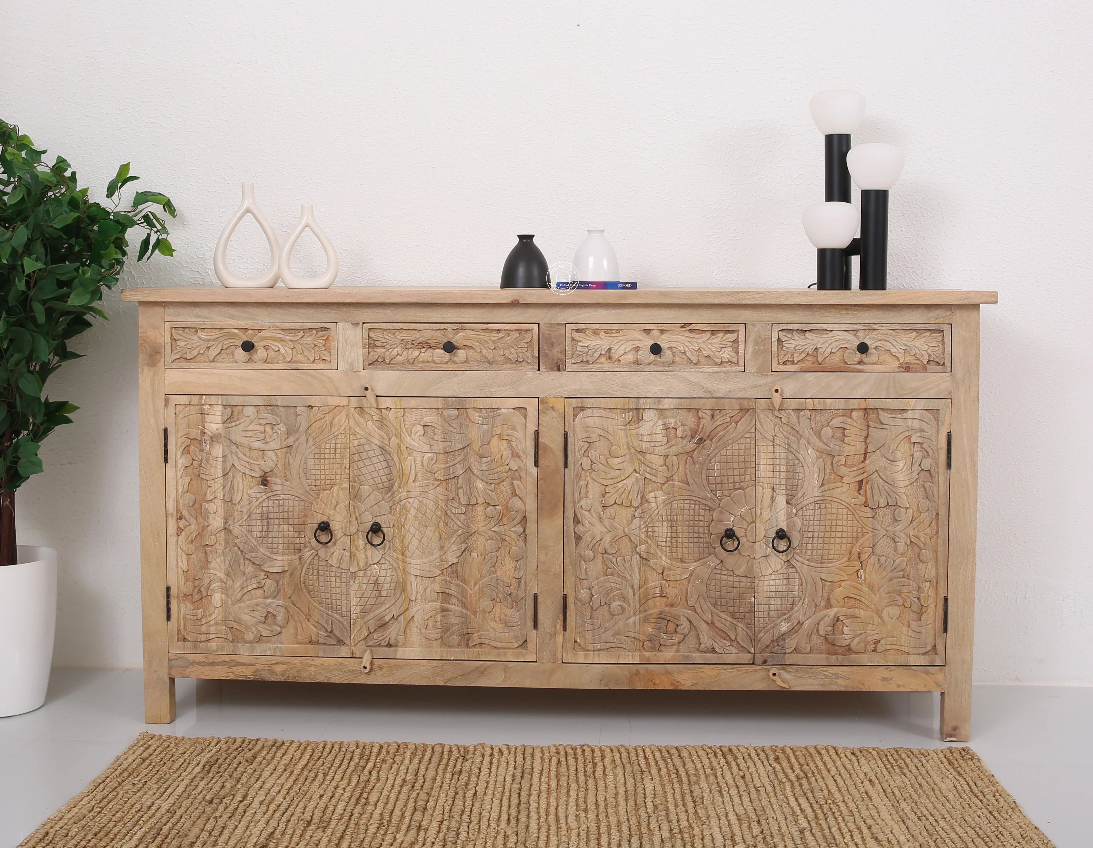 Pisty wooden 4 door 4 drawer sideboard (Multiple Colors Options)